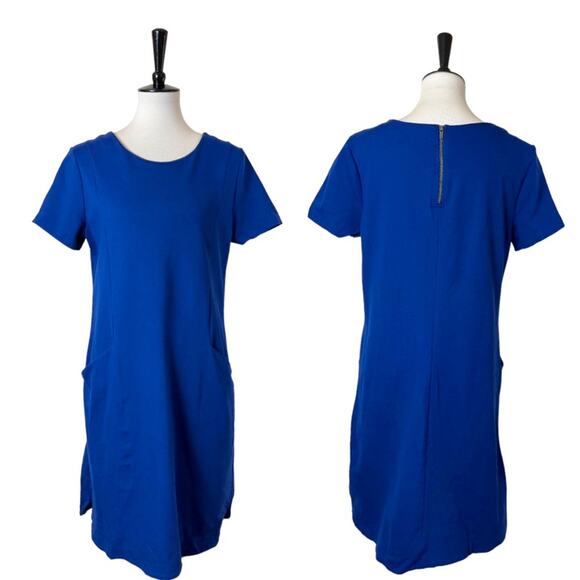 Banana Republic Dress Shift Ponte Knit Short Sleeve Pockets Blue Women’s Size 12 - Picture 12 of 12
